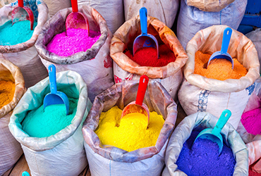 Colorful pigments in bags